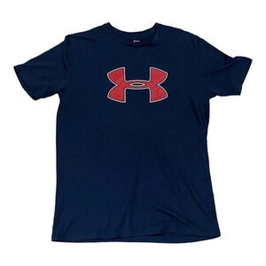 Under Armour Mens Blue Short Sleeve Crew Neck Heatgear Graphic T Shirt Size Med